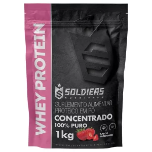 Whey Protein Concentrado 1Kg - Morango- Importado - Soldiers Nutrition